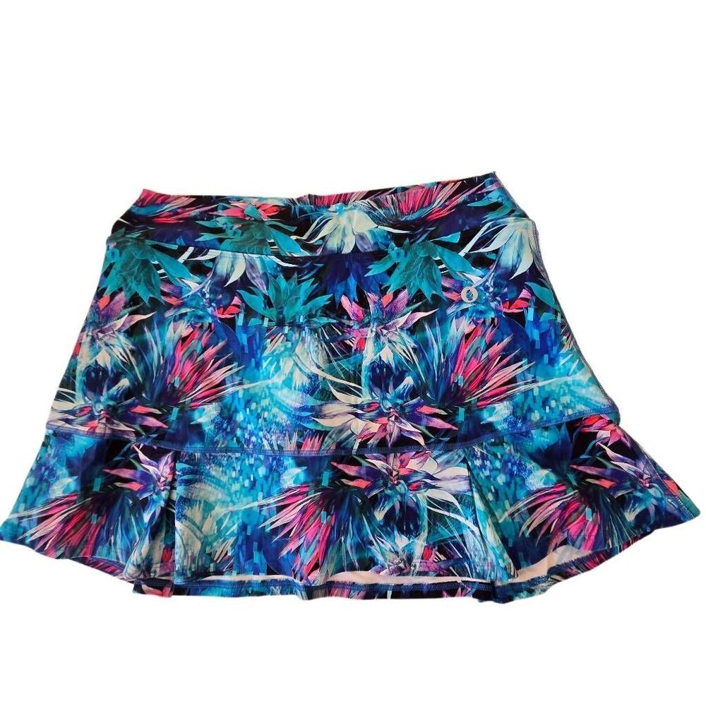 Dona Jo Womens Athletic Tropical Print Tennis Pickleball Performance Skort Size